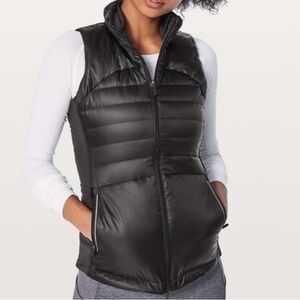 Lululemon Down For A Run Vest II Black 6 Goose Down Winter Outdoor Snow Rain
